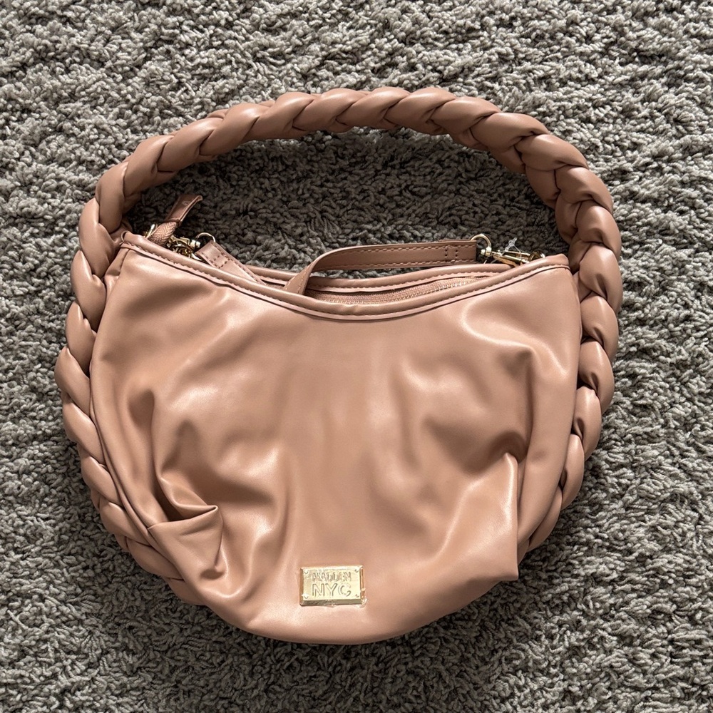 Madden NYC Luxurious Braided Handle Hobo Bag in Nude - Picture 2 of 10